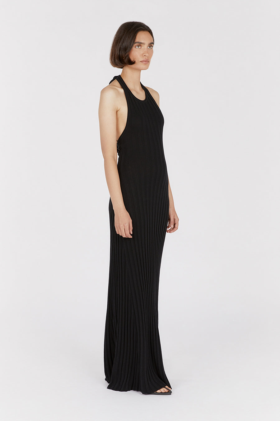 GOLDIE BLACK HALTER MAXI DRESS
