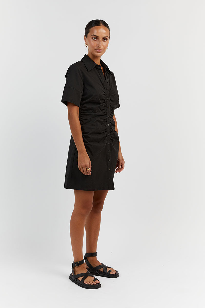 ALLISON BLACK COTTON MINI DRESS