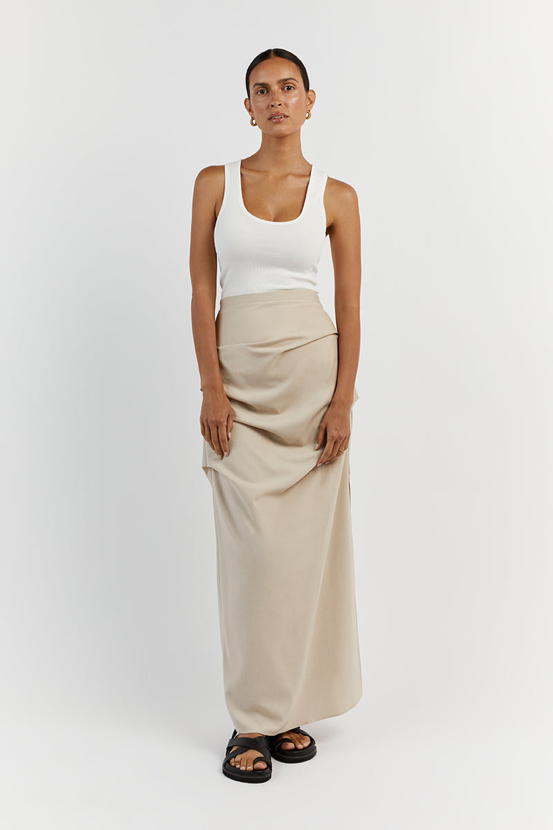 JAMIE RUCHED STONE MIDI SKIRT