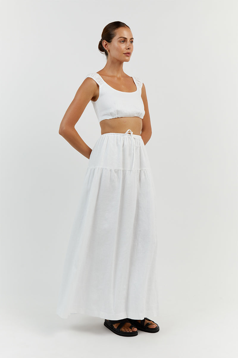 ABBY WHITE LINEN CROP TOP