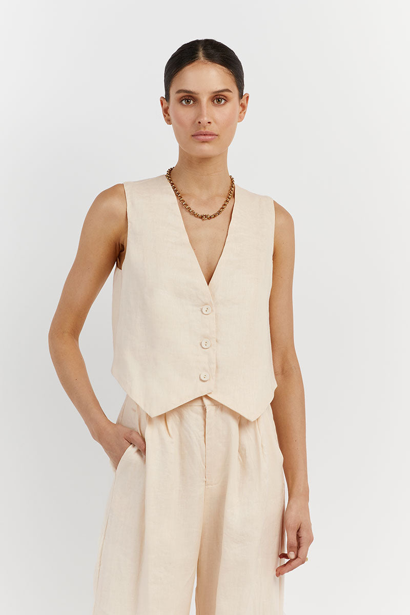 BANKS BUTTER LINEN VEST