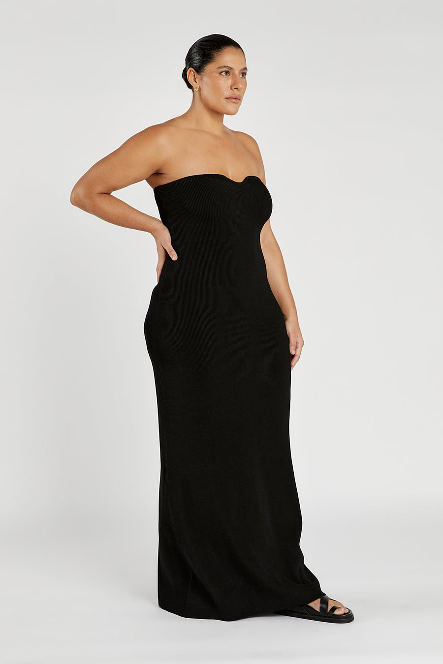 VERONICA BLACK BANDEAU MAXI DRESS