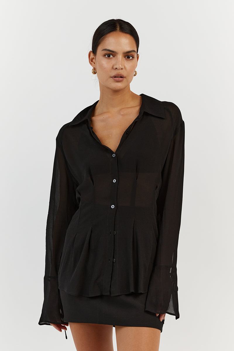 BOWIE BLACK SHEER VISCOSE SHIRT