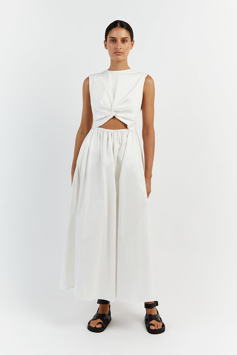RAMSEY WHITE COTTON MIDI DRESS
