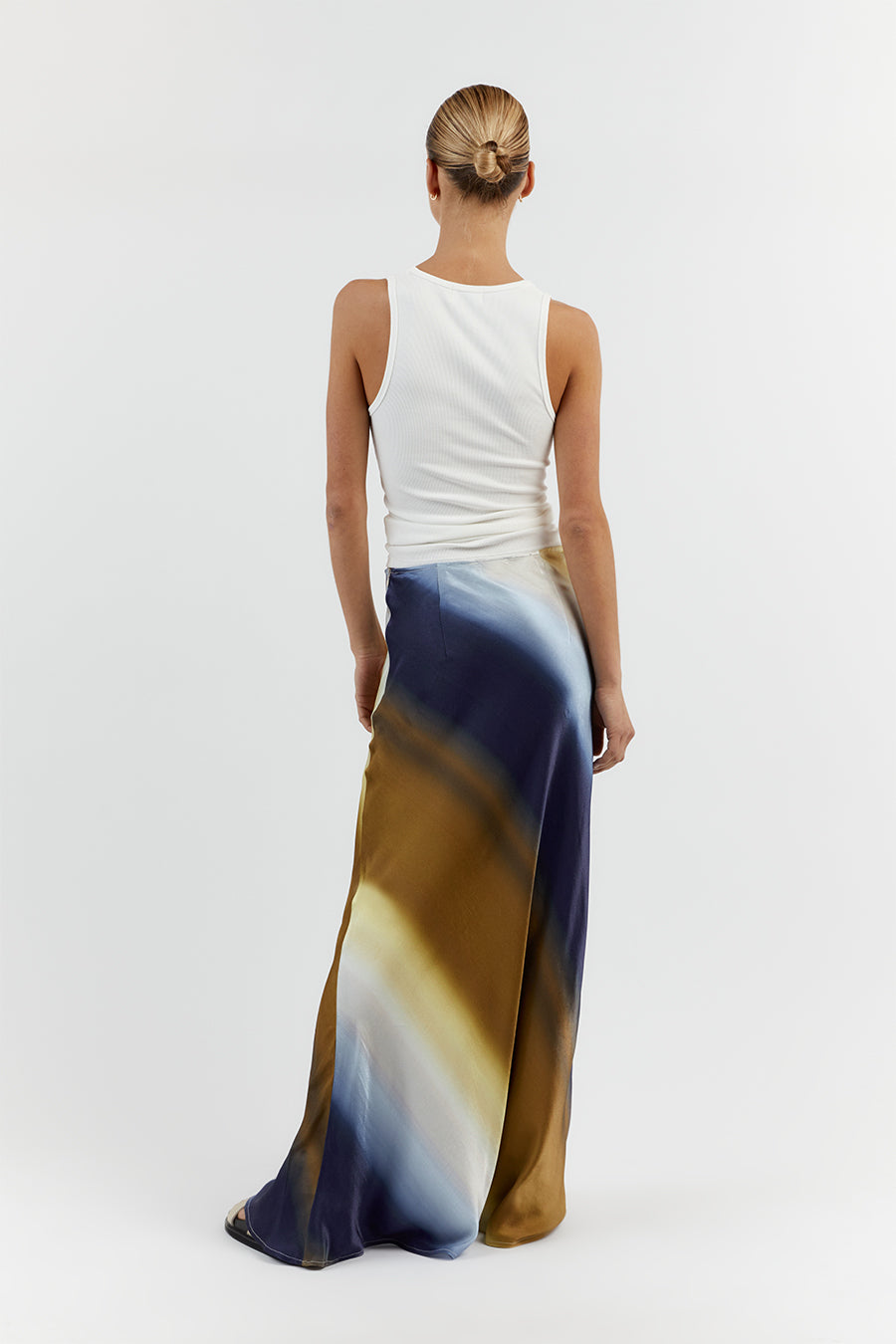 DENAI OMBRE SATIN MIDI SKIRT