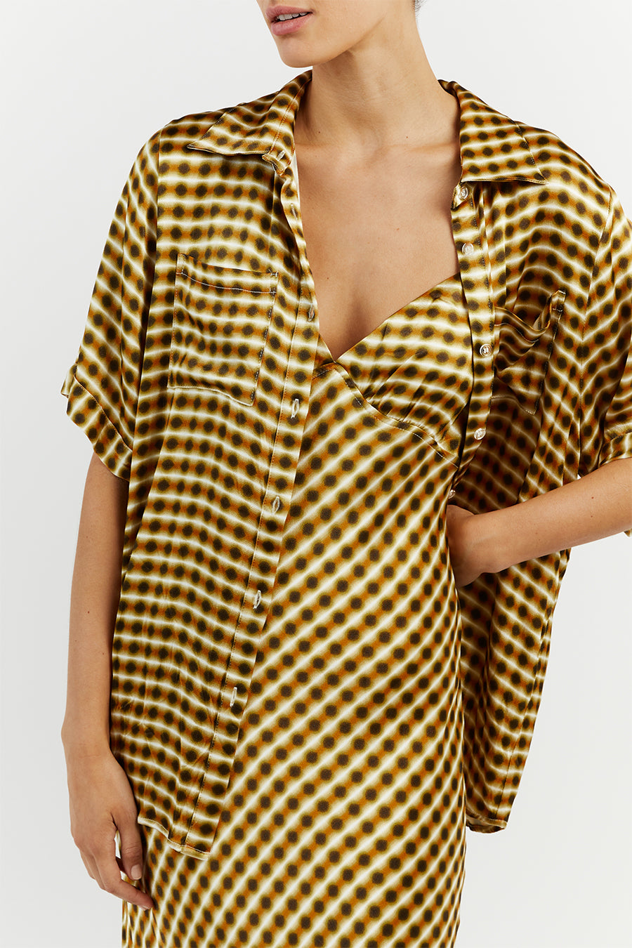 GALA LIME SATIN MIDI DRESS