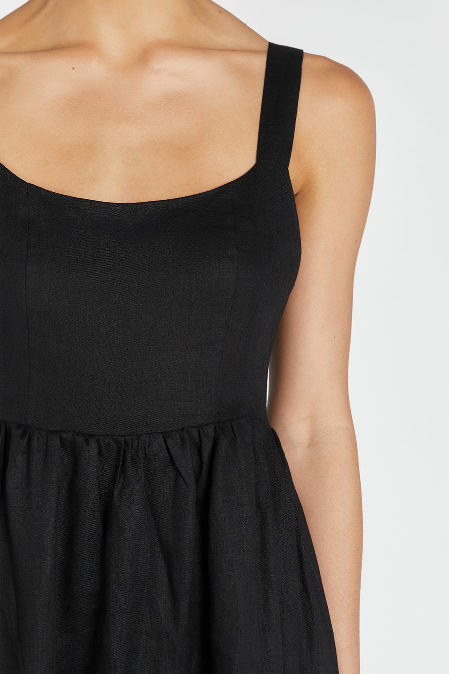 SPENCER BLACK LINEN MIDI DRESS