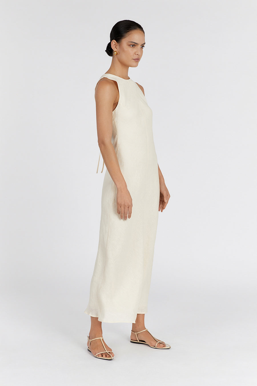 MERCURY BUTTERMILK LINEN MIDI DRESS