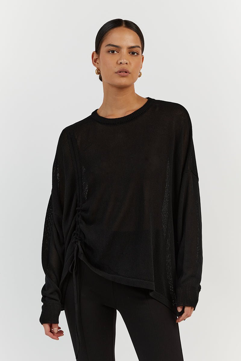 BRADY BLACK OVERSIZED CREW NECK