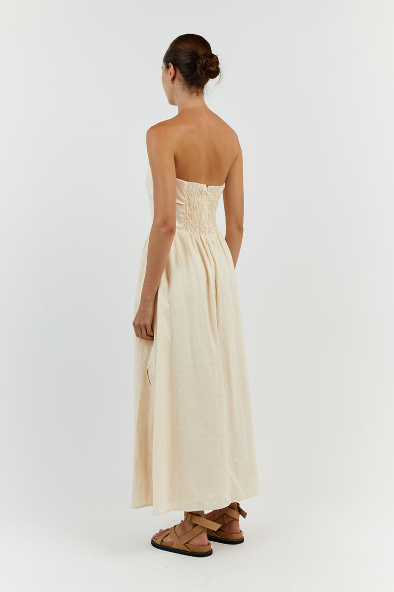 ALLIE BUTTER LINEN MIDI DRESS