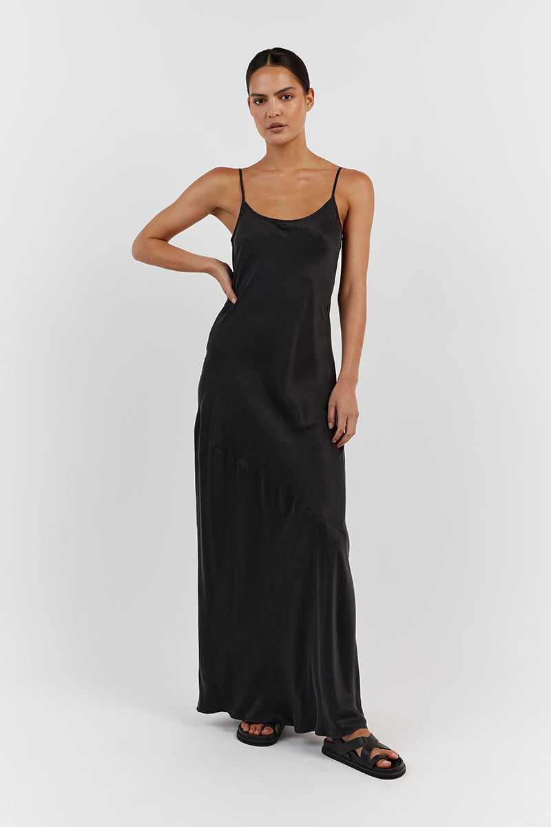 LAYLA BLACK SILK MAXI DRESS