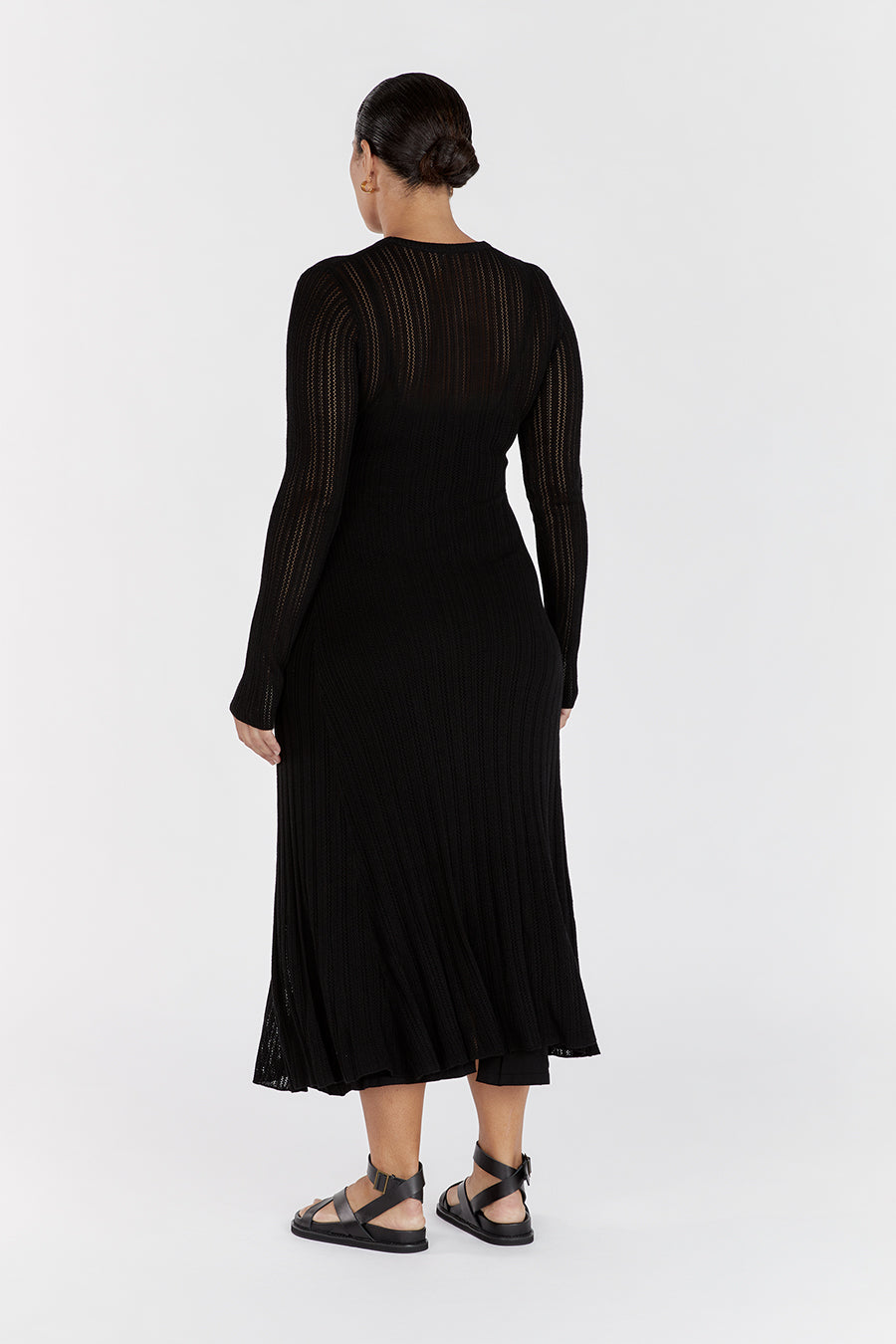 ESTELLA BLACK KNIT MIDI DRESS