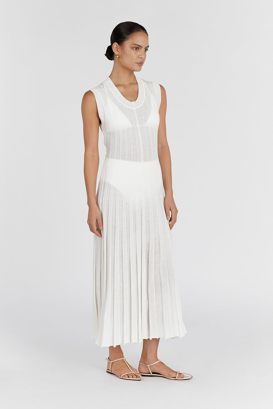 ASTRID OFF WHITE SCOOP MIDI DRESS