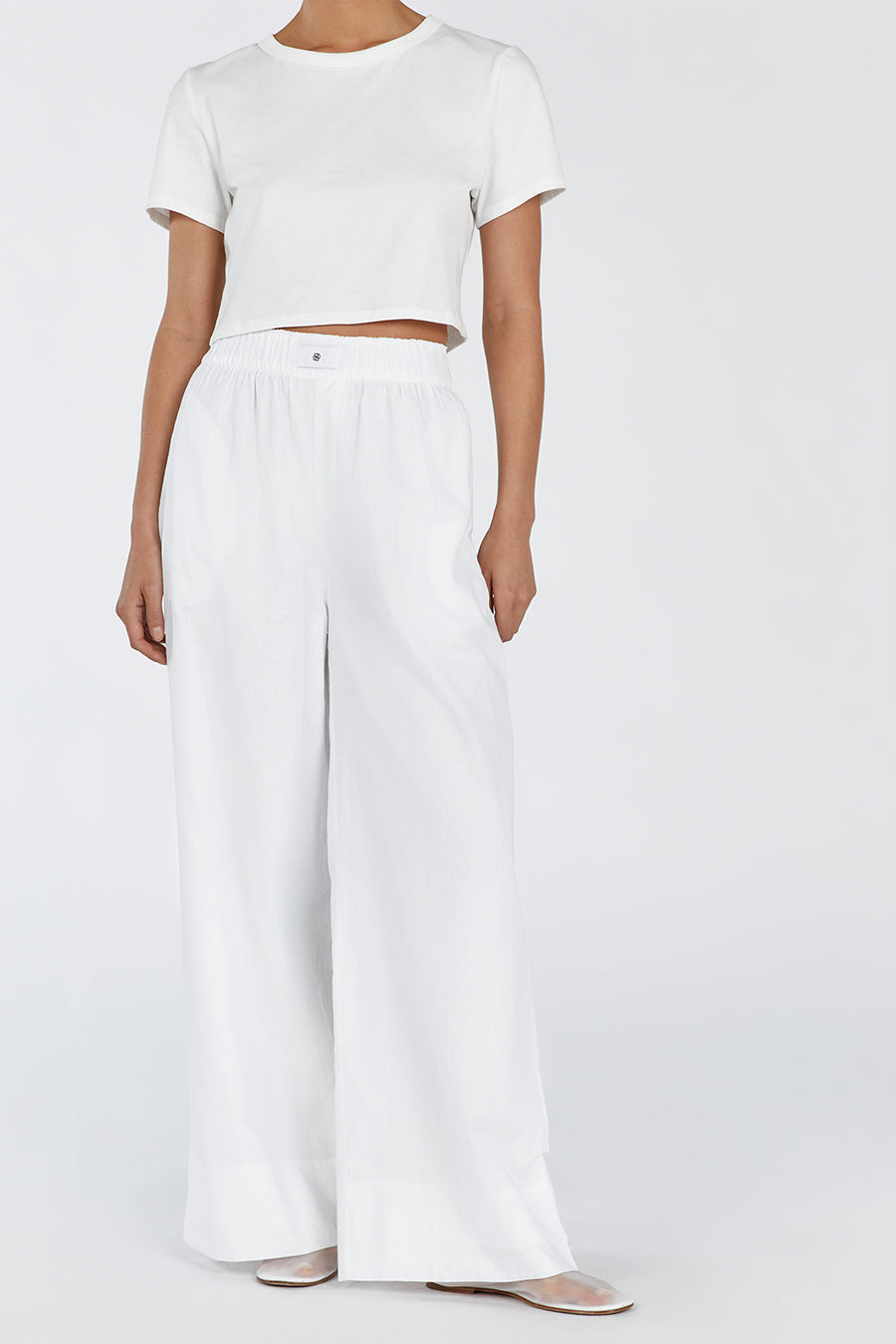 LAIKEN WHITE WIDE LEG LINEN PANT