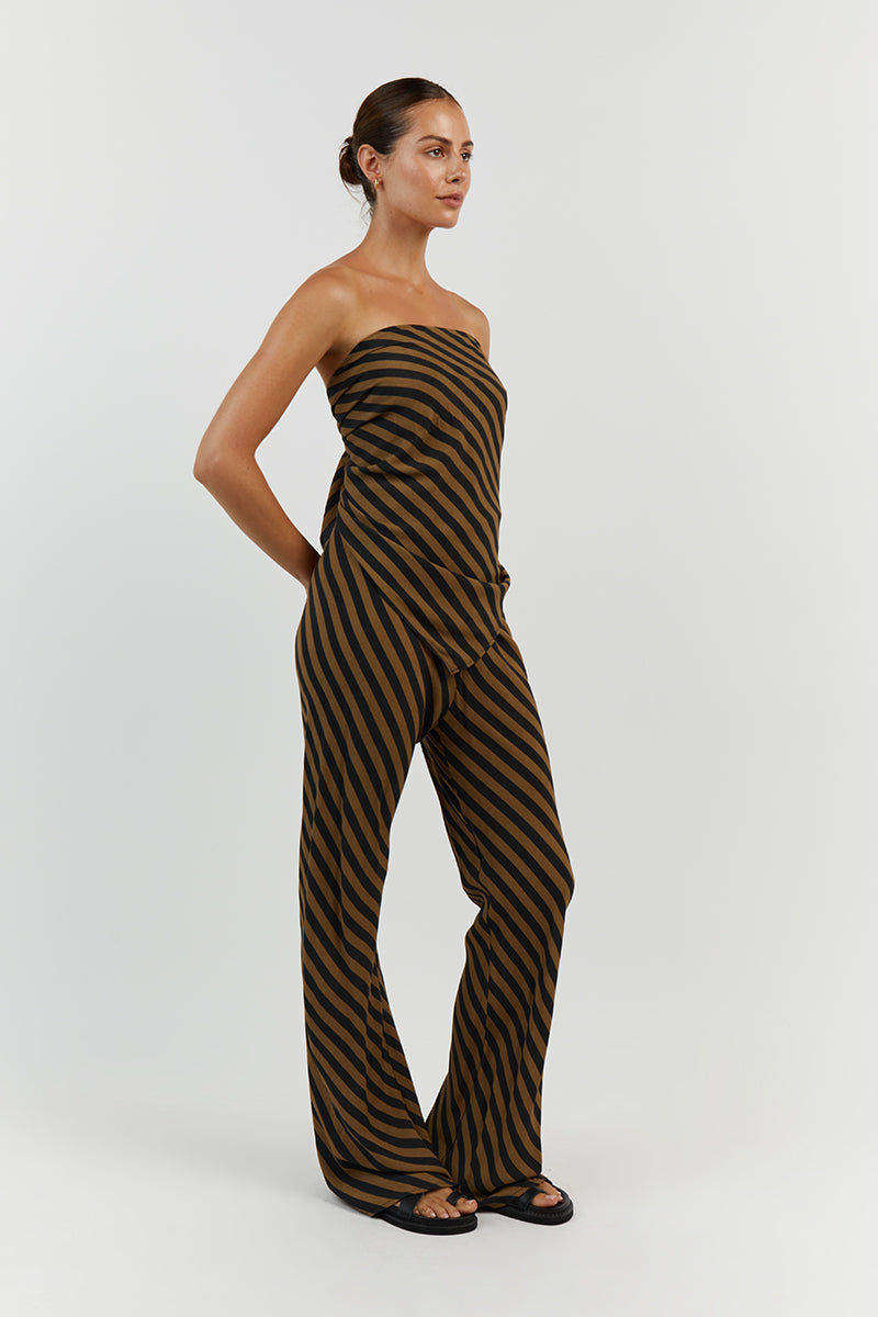 CLEMENCE MOSS STRIPE BIAS CUT PANT
