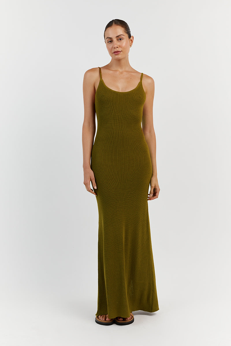 ASHER OLIVE KNIT DRESS