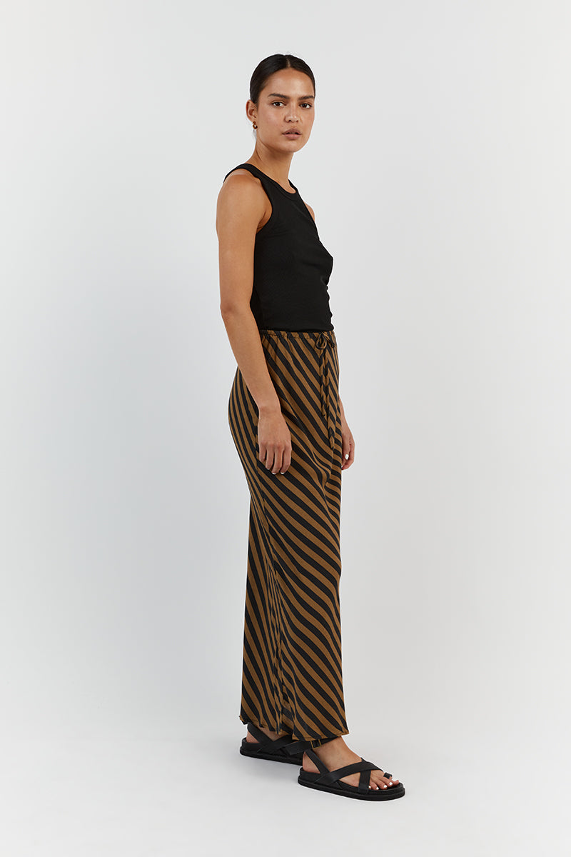 CLEMENCE MOSS STRIPE MIDI SKIRT