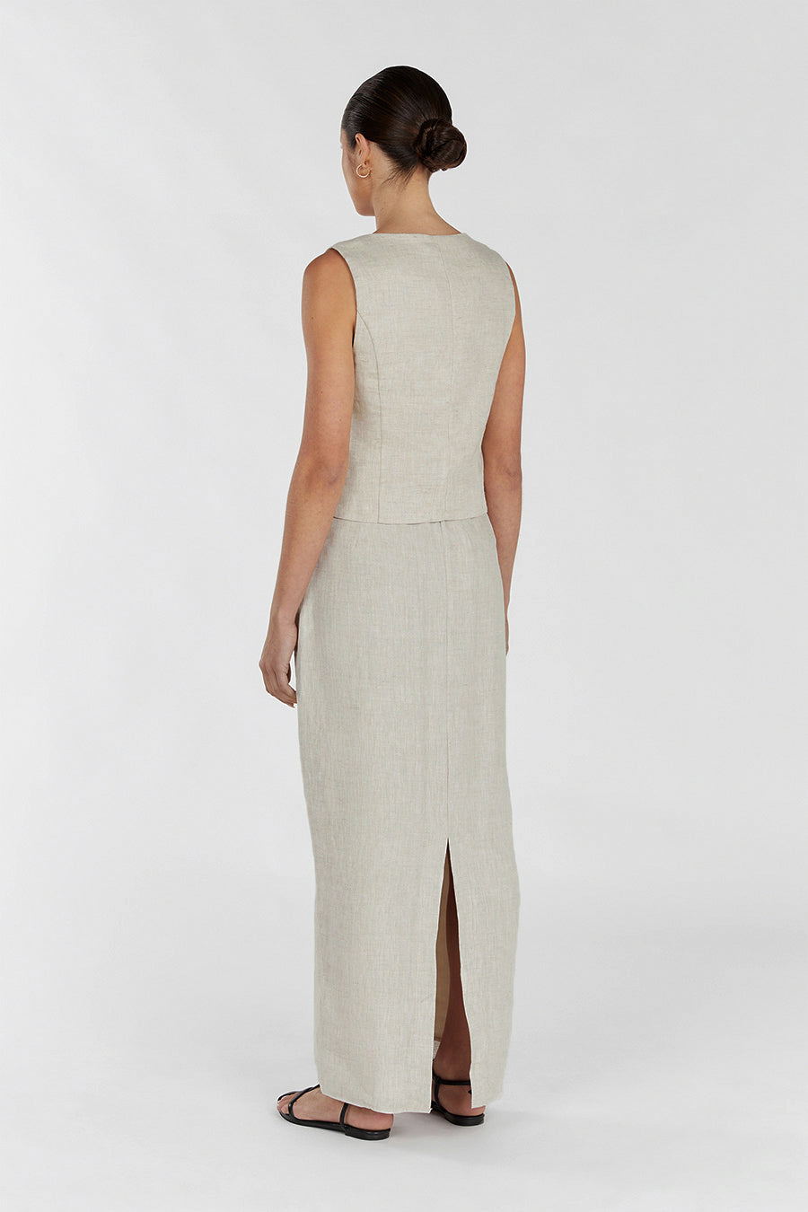 ROBERTS NATURAL LINEN MIDI SKIRT