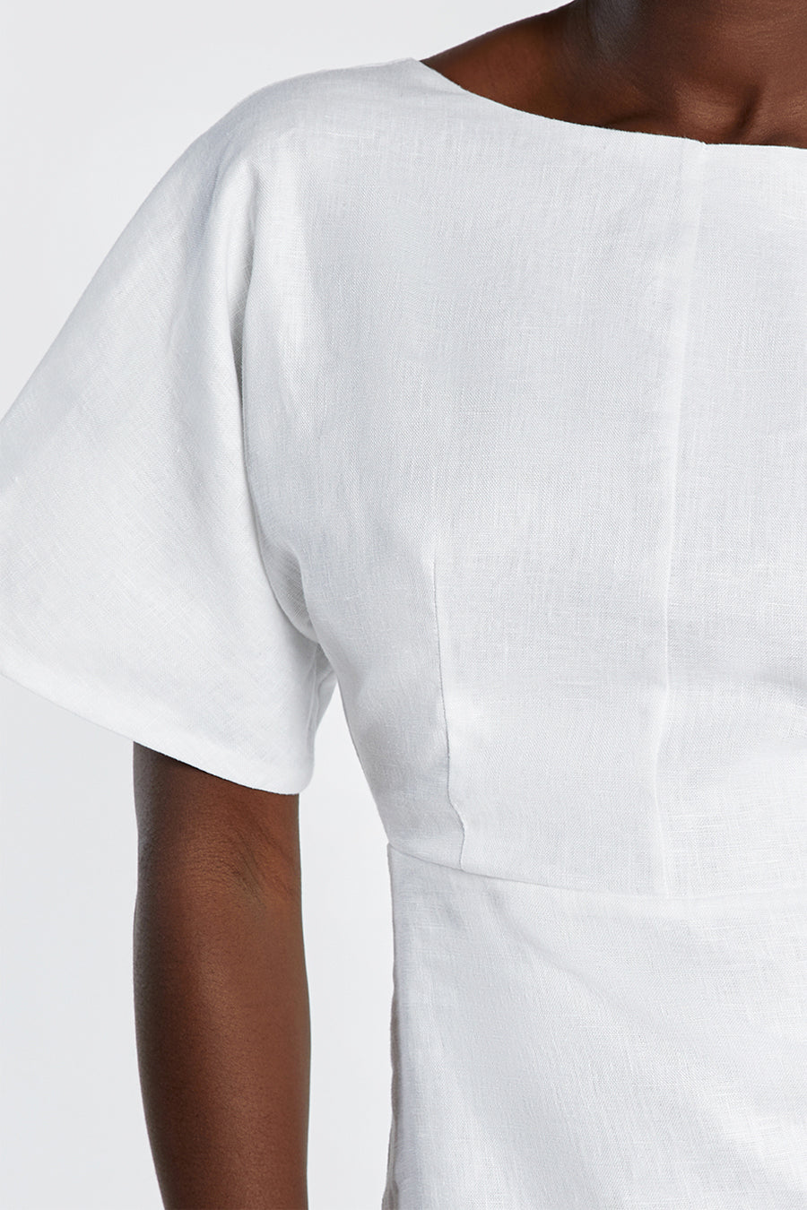 LYNDAL WHITE LINEN MIDI DRESS