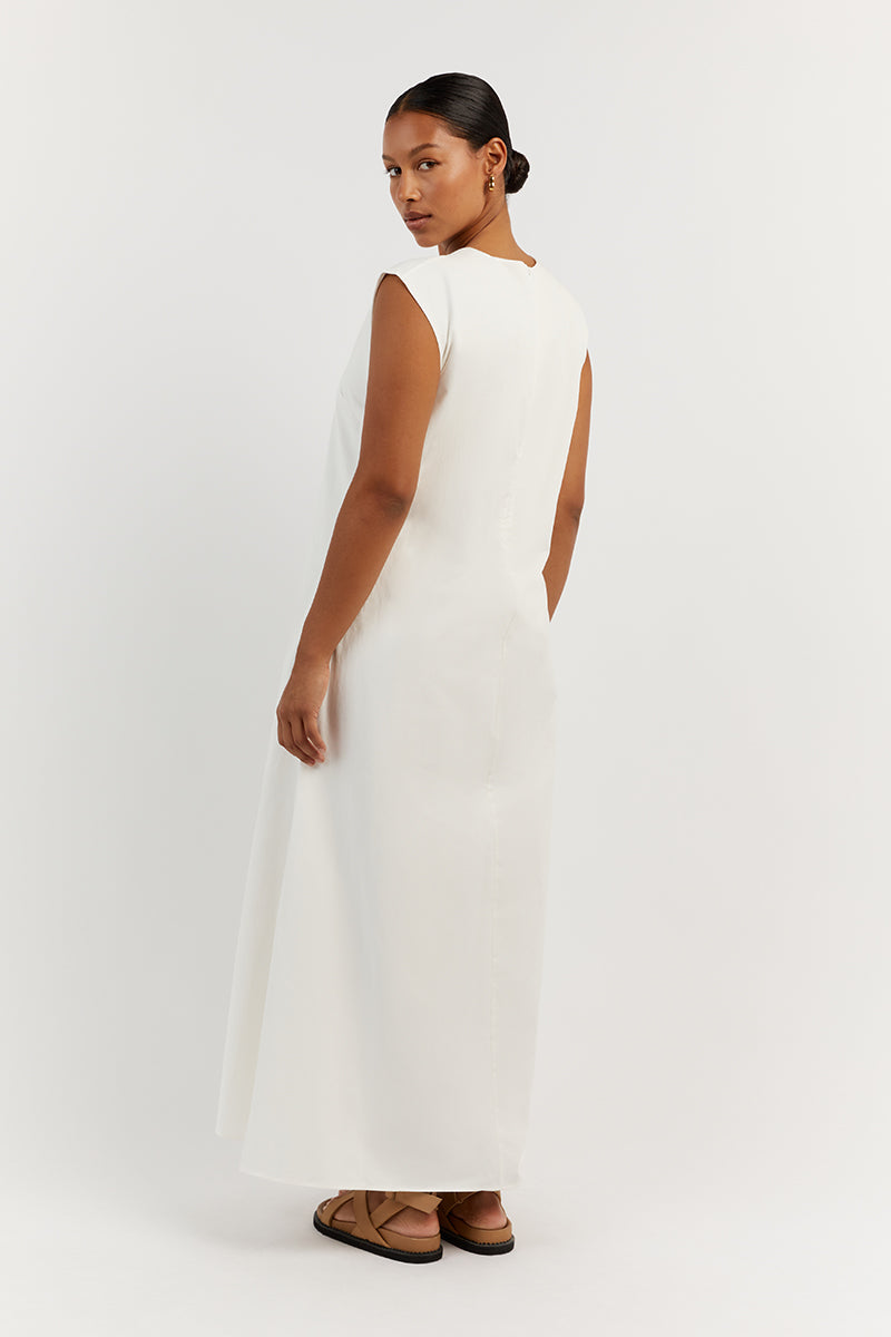 MAGGIE WHITE COTTON MIDI DRESS