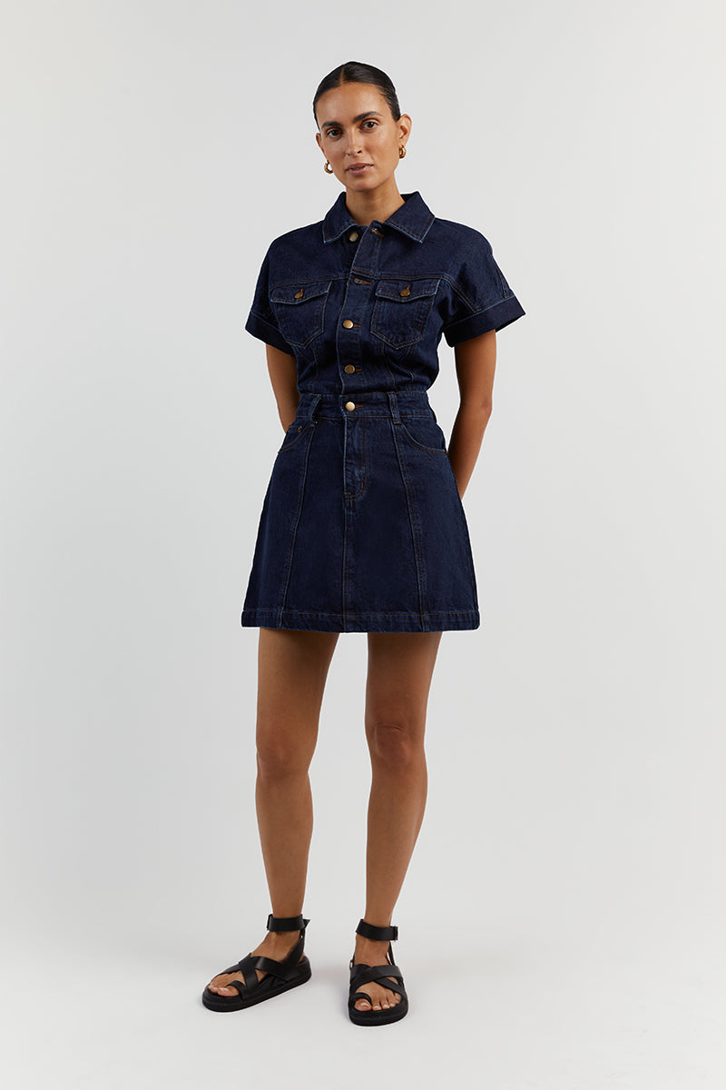 POPPY INDIGO DENIM MINI DRESS