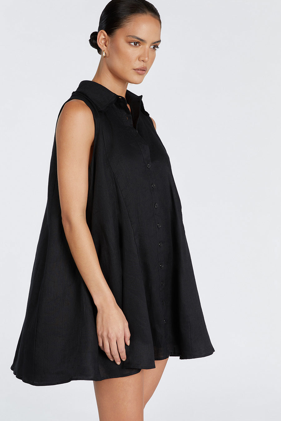 MARC BLACK LINEN SLEEVELESS DRESS