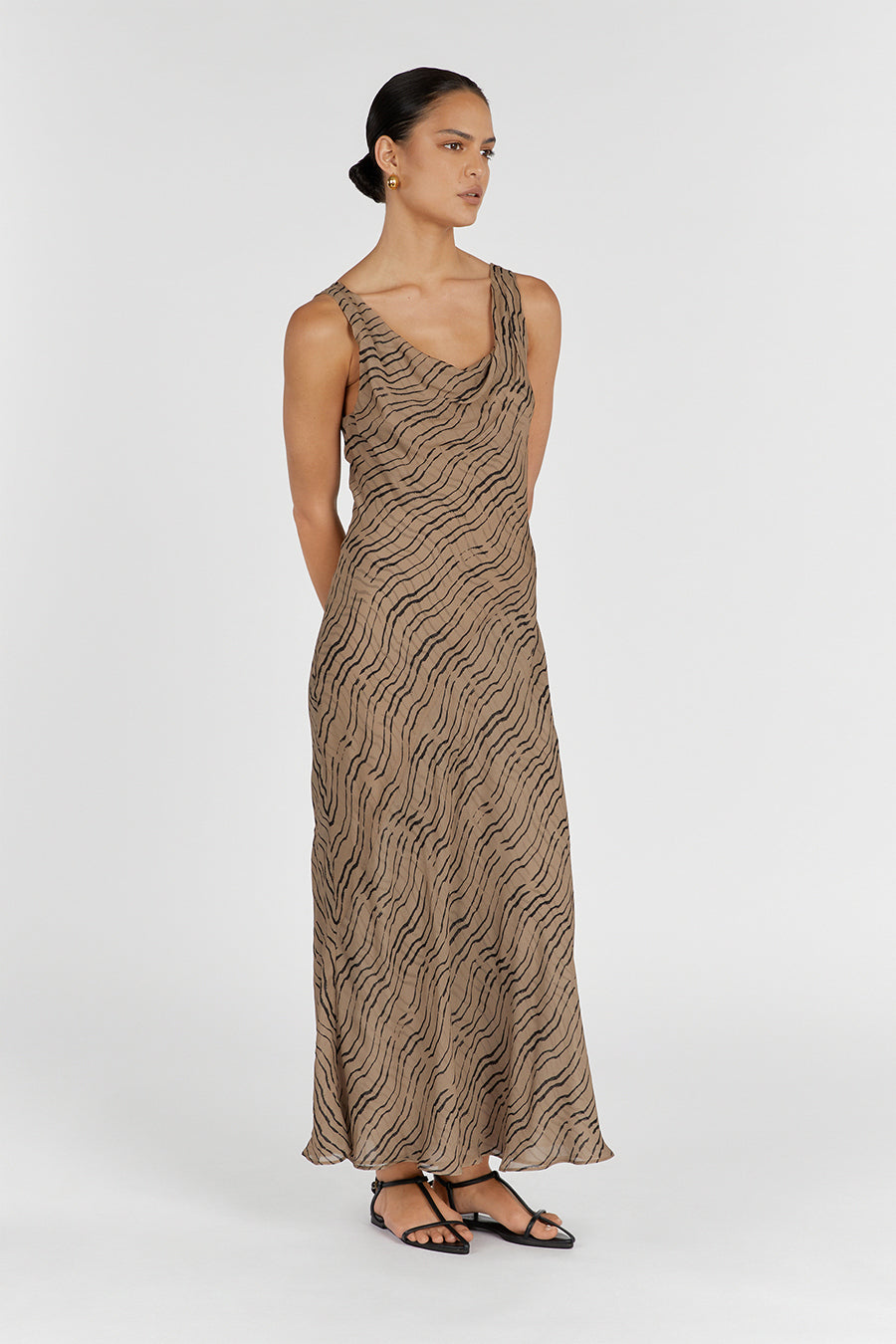 CLAIR CHOC COWL NECK MAXI DRESS