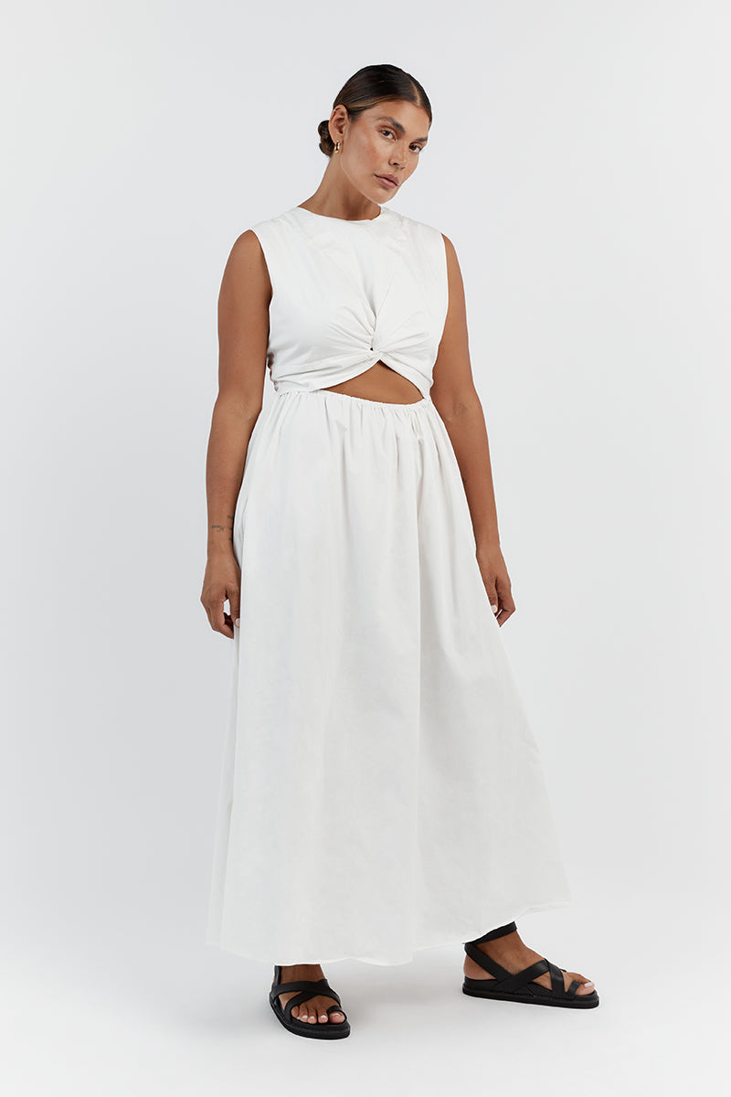 RAMSEY WHITE COTTON MIDI DRESS