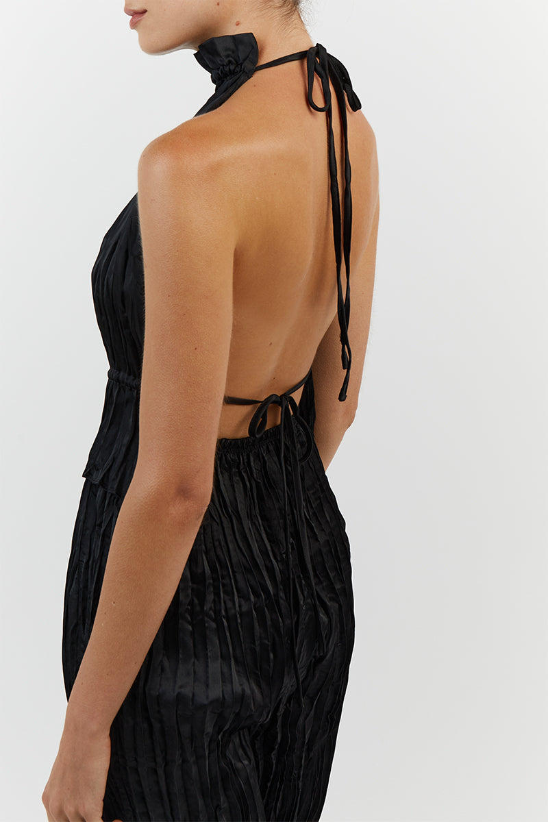 CORI BLACK WIDE LEG CRINKLE PANT