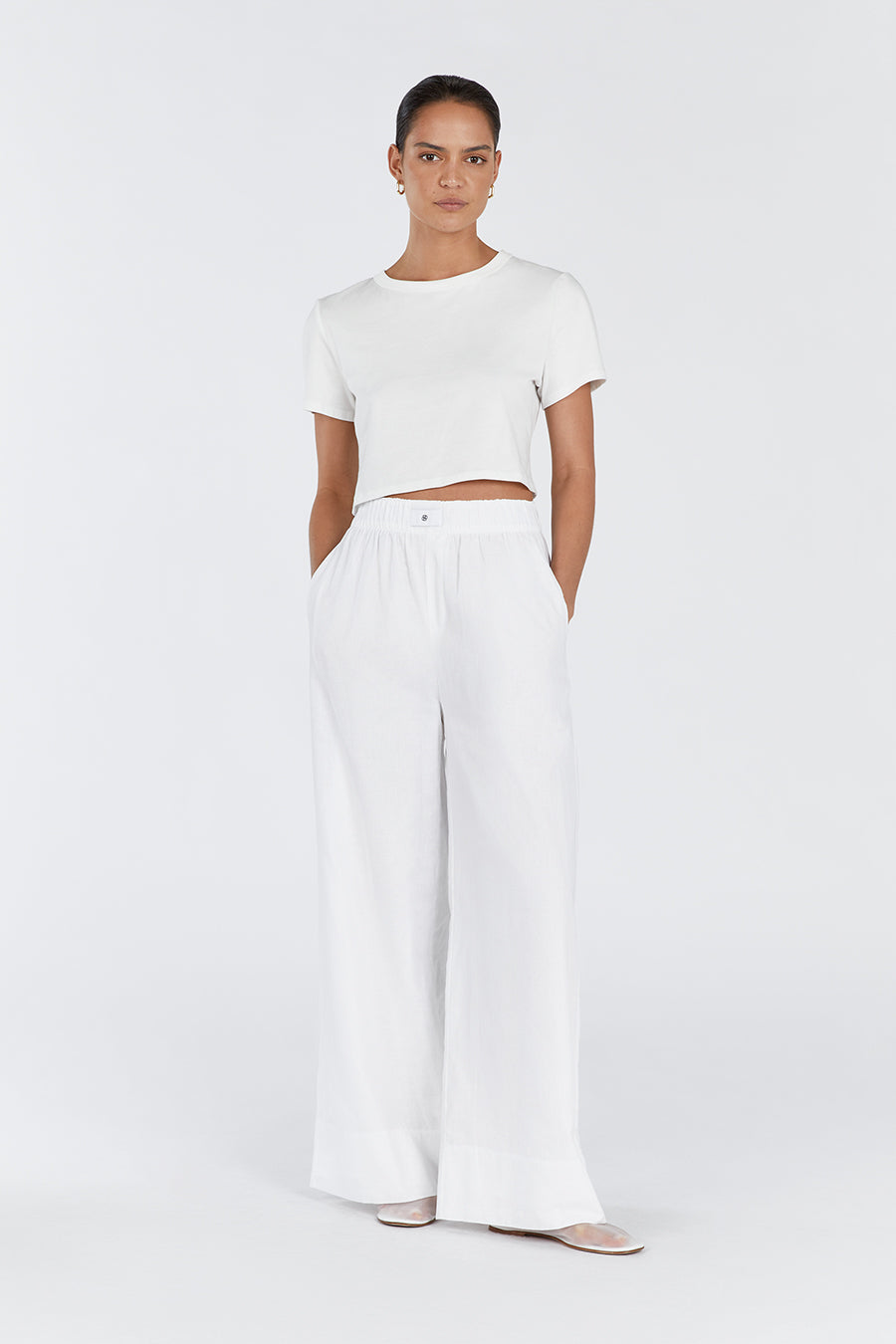 LAIKEN WHITE WIDE LEG LINEN PANT