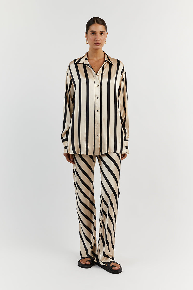 PIPPA STONE LONG SLEEVE SATIN SHIRT