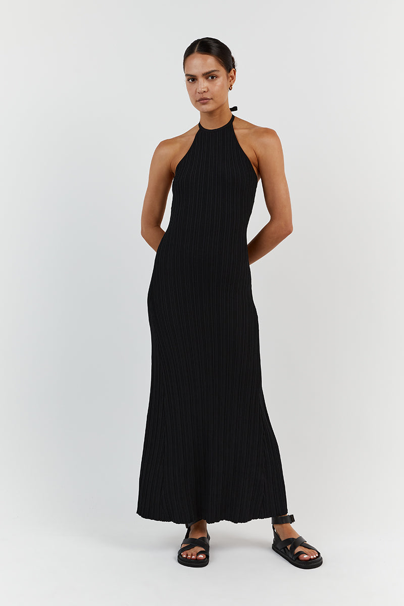 RILEY BLACK HIGH NECK KNIT DRESS
