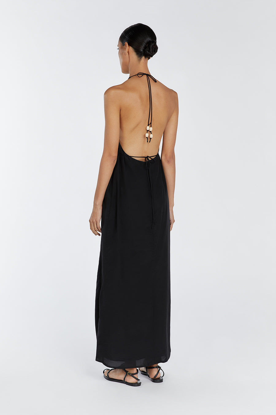 SARAH BLACK HALTER MIDI DRESS