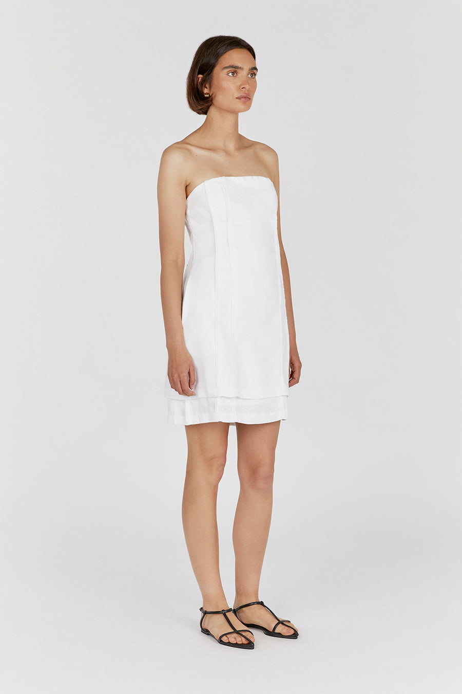 DULCE WHITE LINEN MINI DRESS