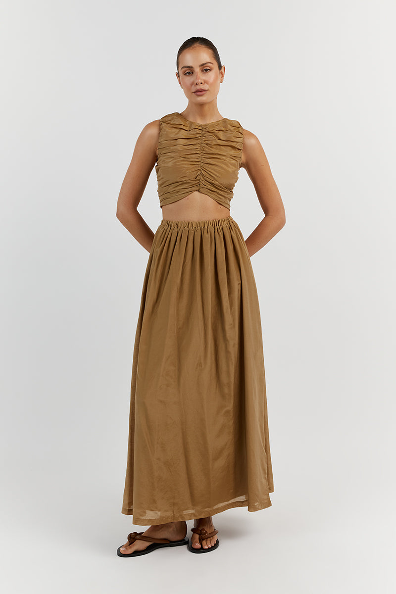FRANKIE GOLD MIDI SKIRT