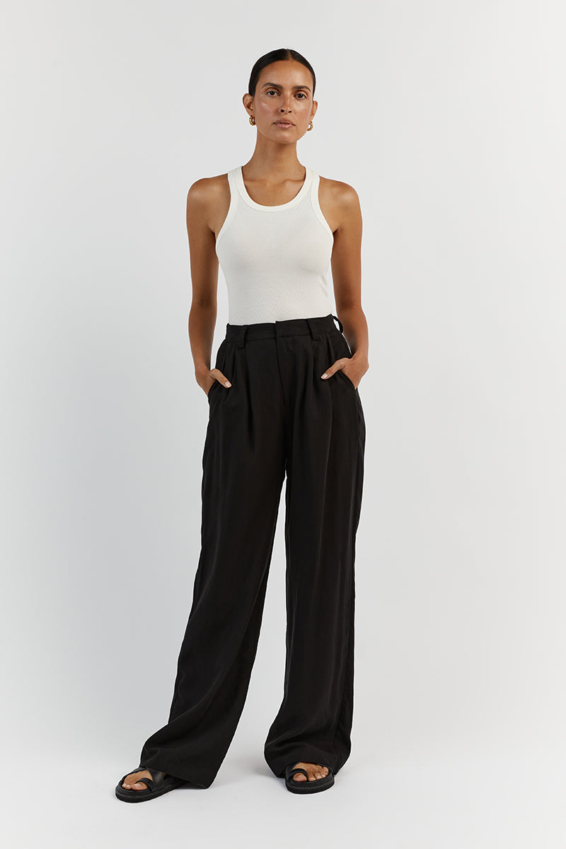 AMELIA BLACK LINEN BLEND PANT