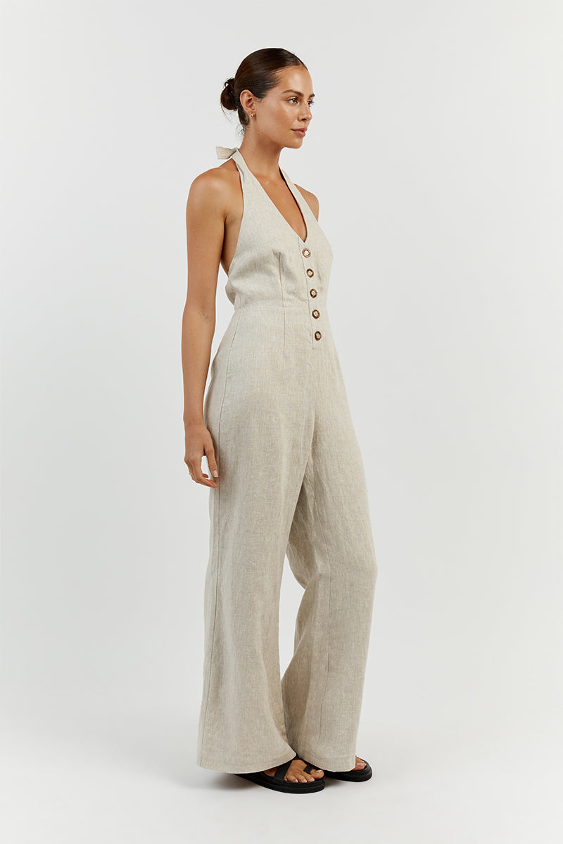 LOGAN NATURAL LINEN JUMPSUIT