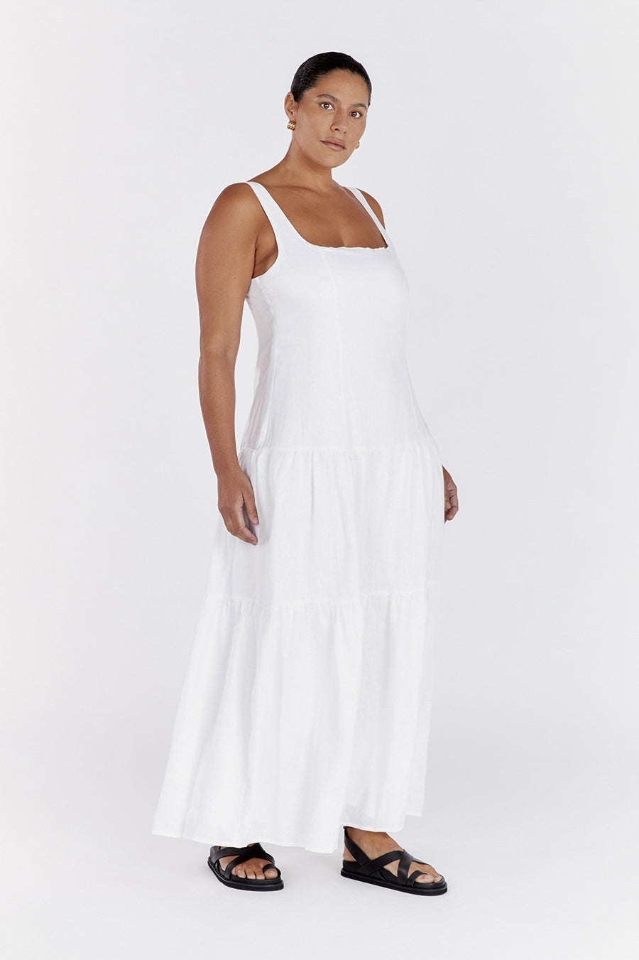 CAMILLE WHITE LINEN MAXI DRESS