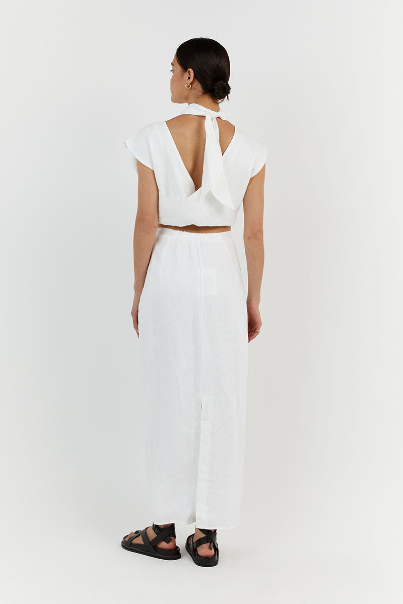 ALESSI WHITE LINEN CROP TOP