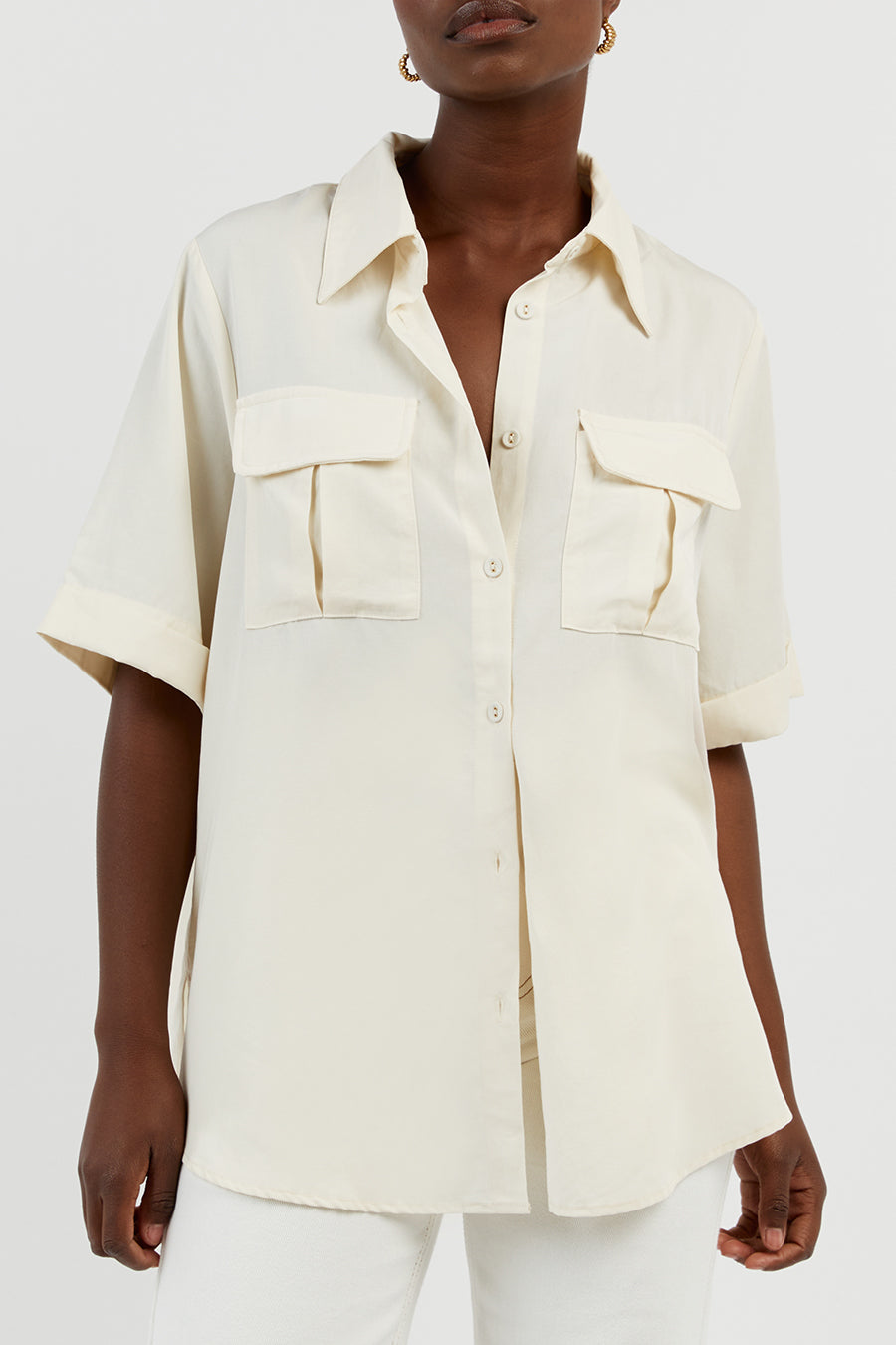 AMELIA OFF WHITE SAFARI SHIRT