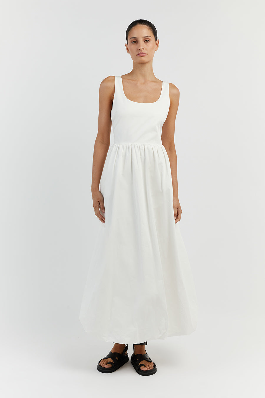 MORGAN WHITE COTTON MIDI DRESS