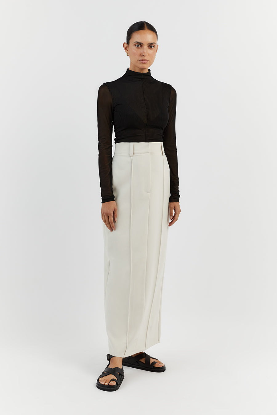 JAGGER BLACK MESH LONG SLEEVE TOP