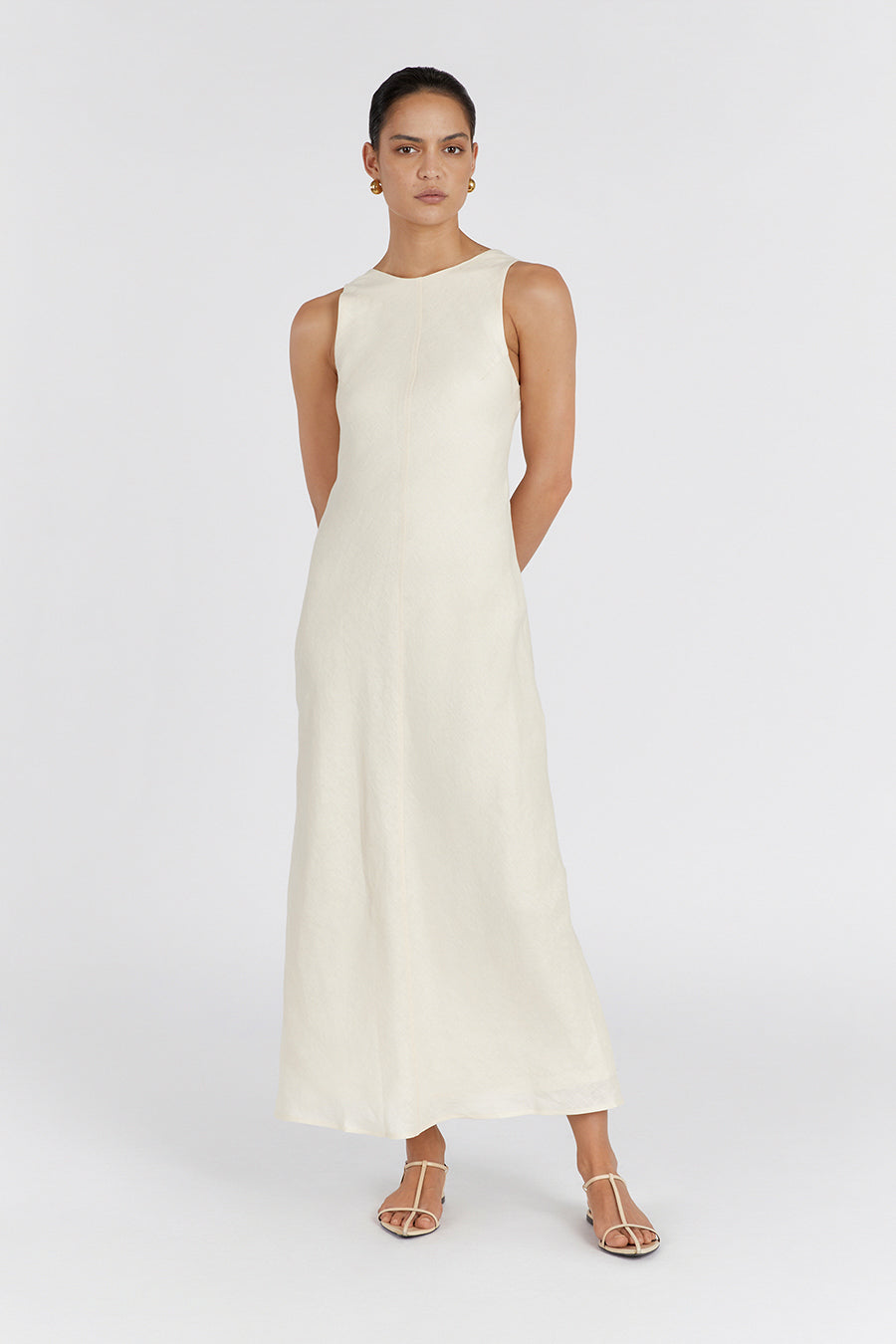 MERCURY BUTTERMILK LINEN MIDI DRESS