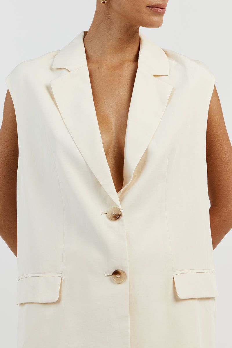 AMELIA OFF WHITE SLEEVELESS BLAZER