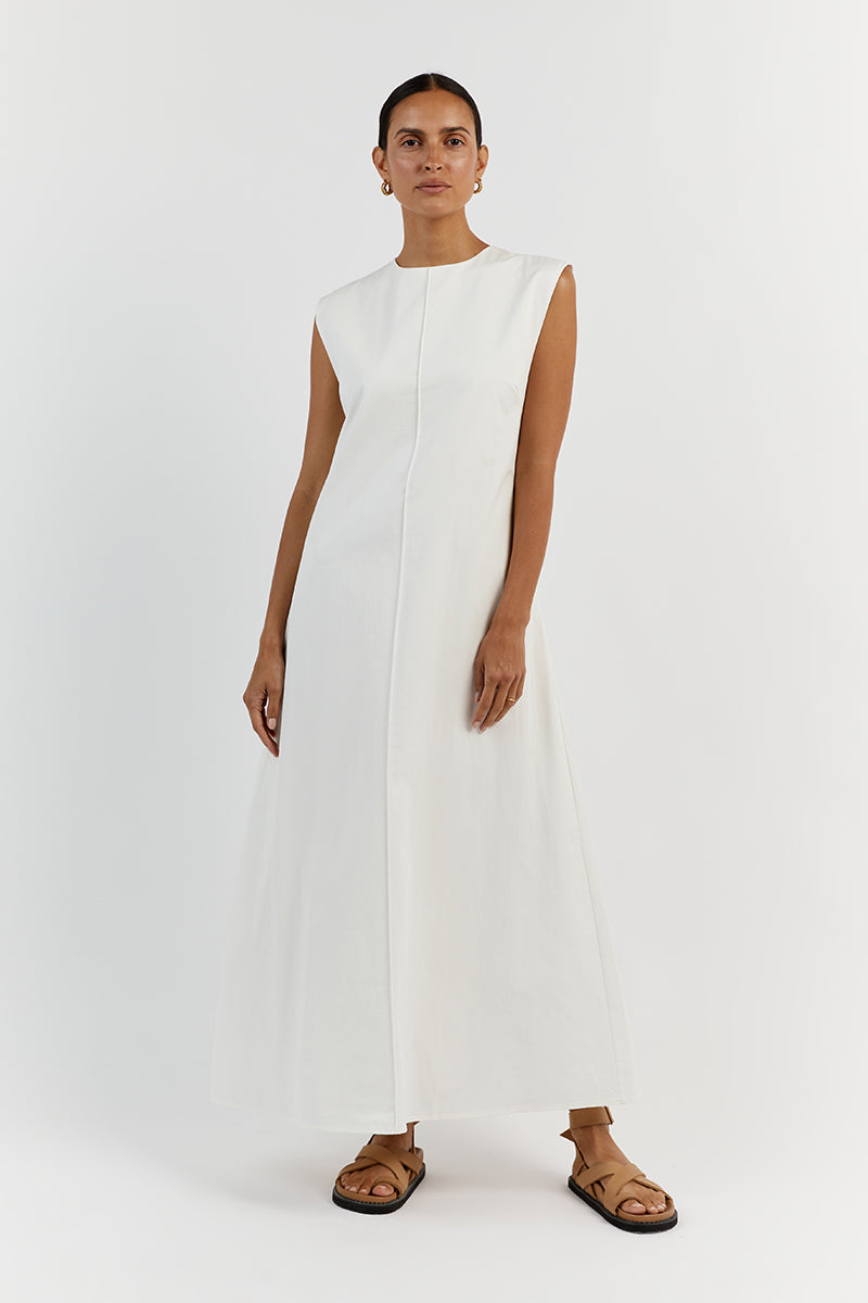 MAGGIE WHITE COTTON MIDI DRESS