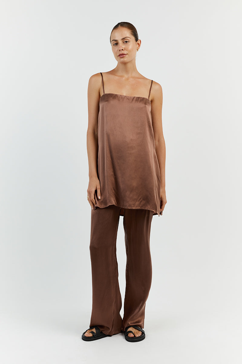EVANS CHOCOLATE SILK TUNIC