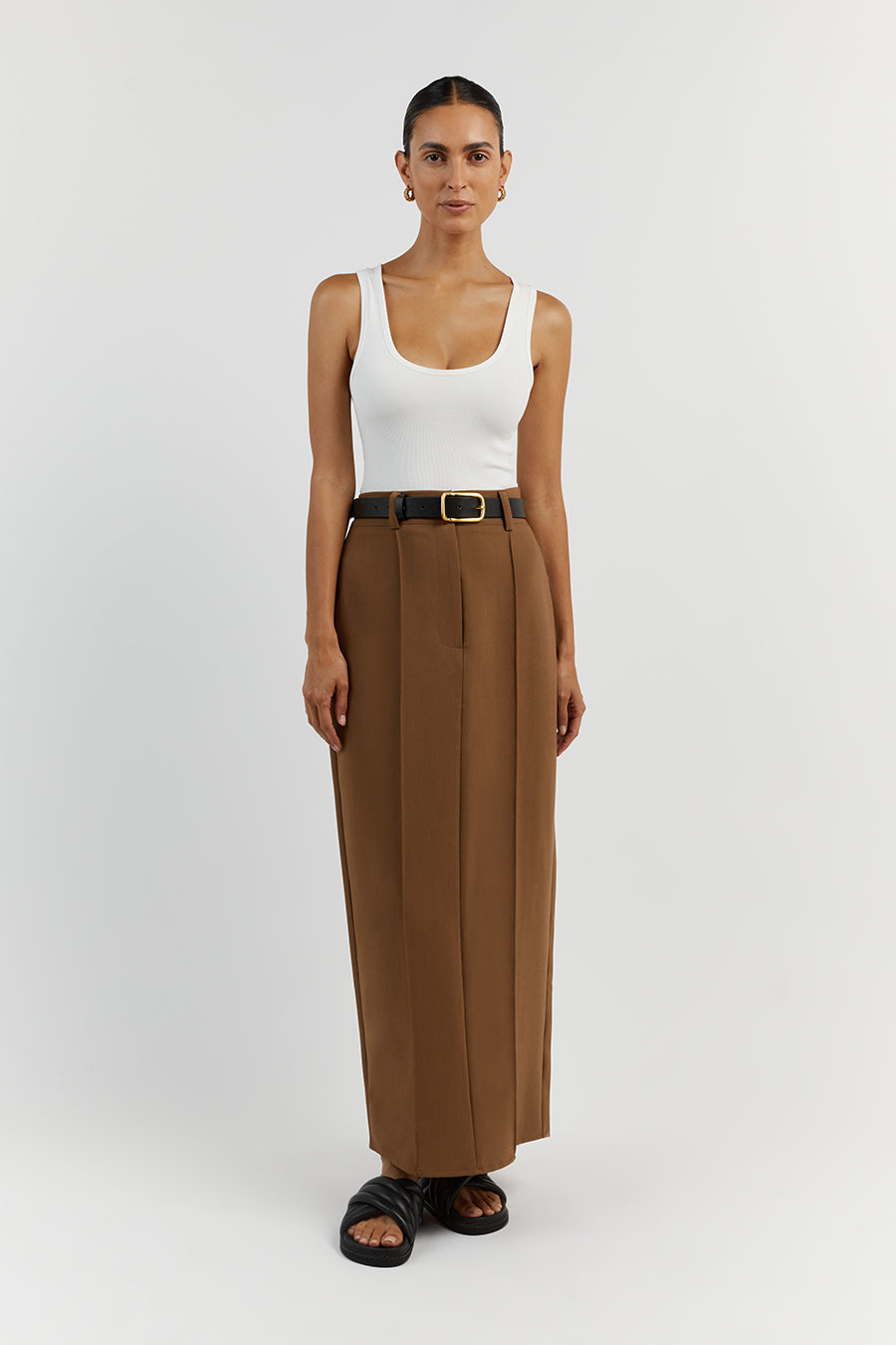 ROWAN CARAMEL MIDI SKIRT