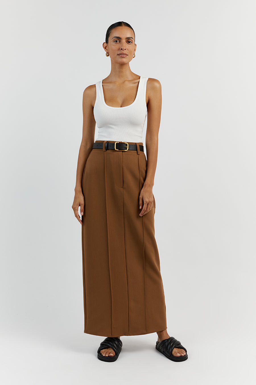 ROWAN CARAMEL MIDI SKIRT