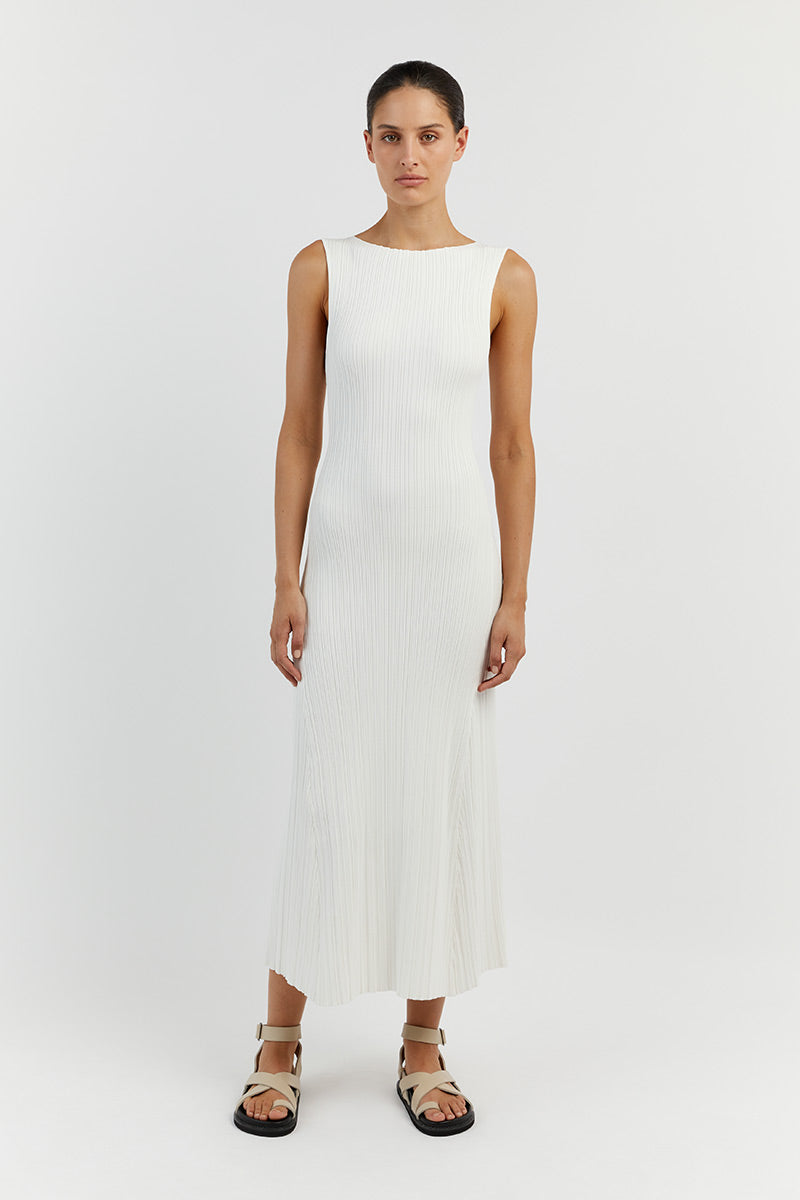IVY OFF WHITE SLEEVELESS MIDI DRESS