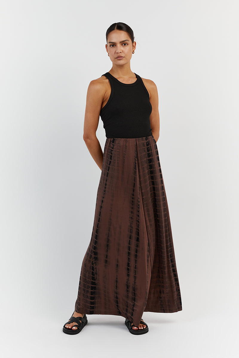 BEAU CHOC TIE DYE MIDI SKIRT